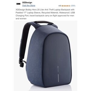 XD Design Bobby Hero 20 Liter Anti-theft backpack USB port waterproof laptop